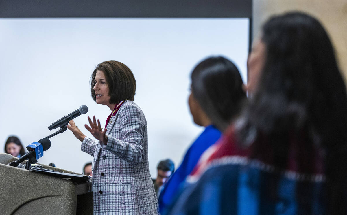 Senator Catherine Cortez Masto speaks to leaders, Nevada tribal members and community members d ...