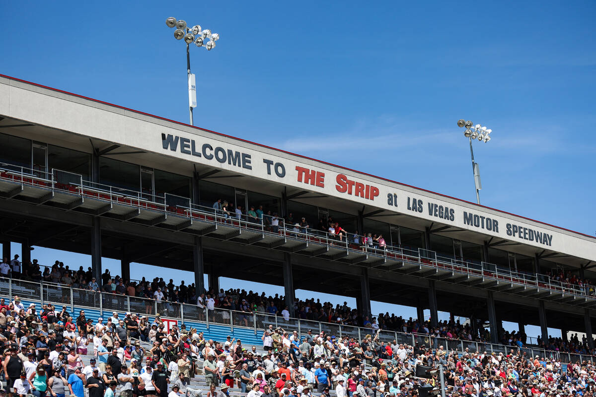 The crowd at the 4-wide NHRA Nationals at the Las Vegas Motor Speedway in Las Vegas, Sunday, Ap ...