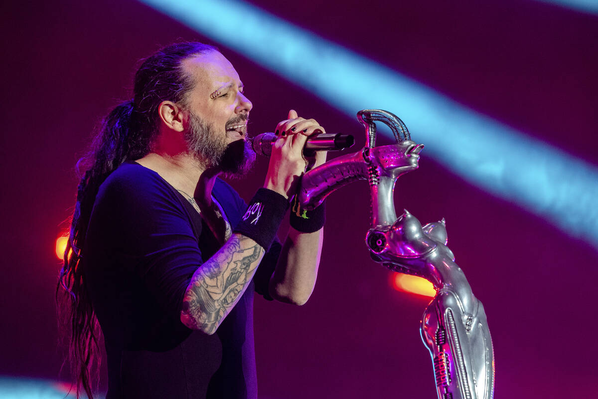 Jonathan Davis of Korn performs at Louder Than Life Festival 2021 at Highland Festival Grounds ...