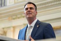 Oklahoma Gov. Kevin Stitt delivers his State of the State address on Feb. 6, 2023, in Oklahoma ...