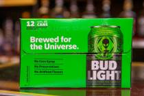 Limited-edition Bud Light alien cans for the Alienstock festival are seen at the Sunset View In ...