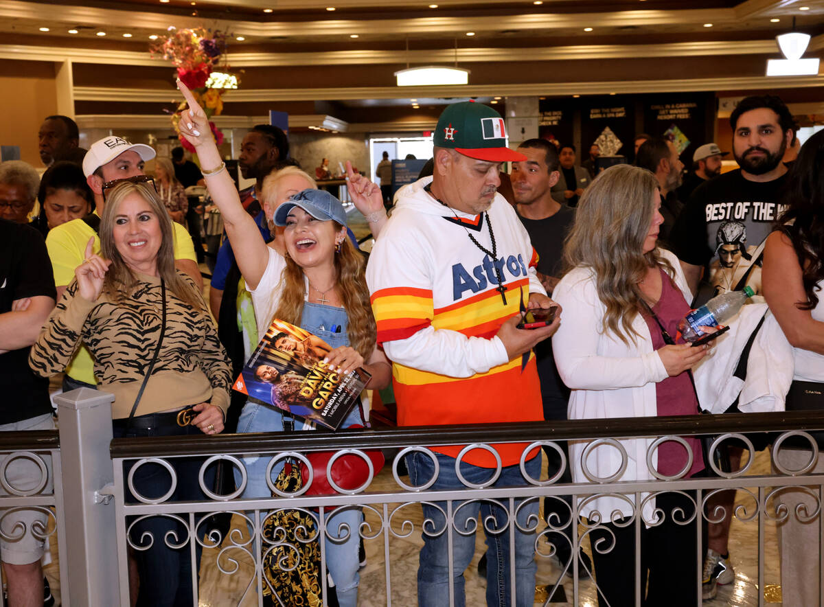 Fans cheer during the Gervonta Davis-Ryan Garcia grand arrivals event at MGM Grand Tuesday, Apr ...