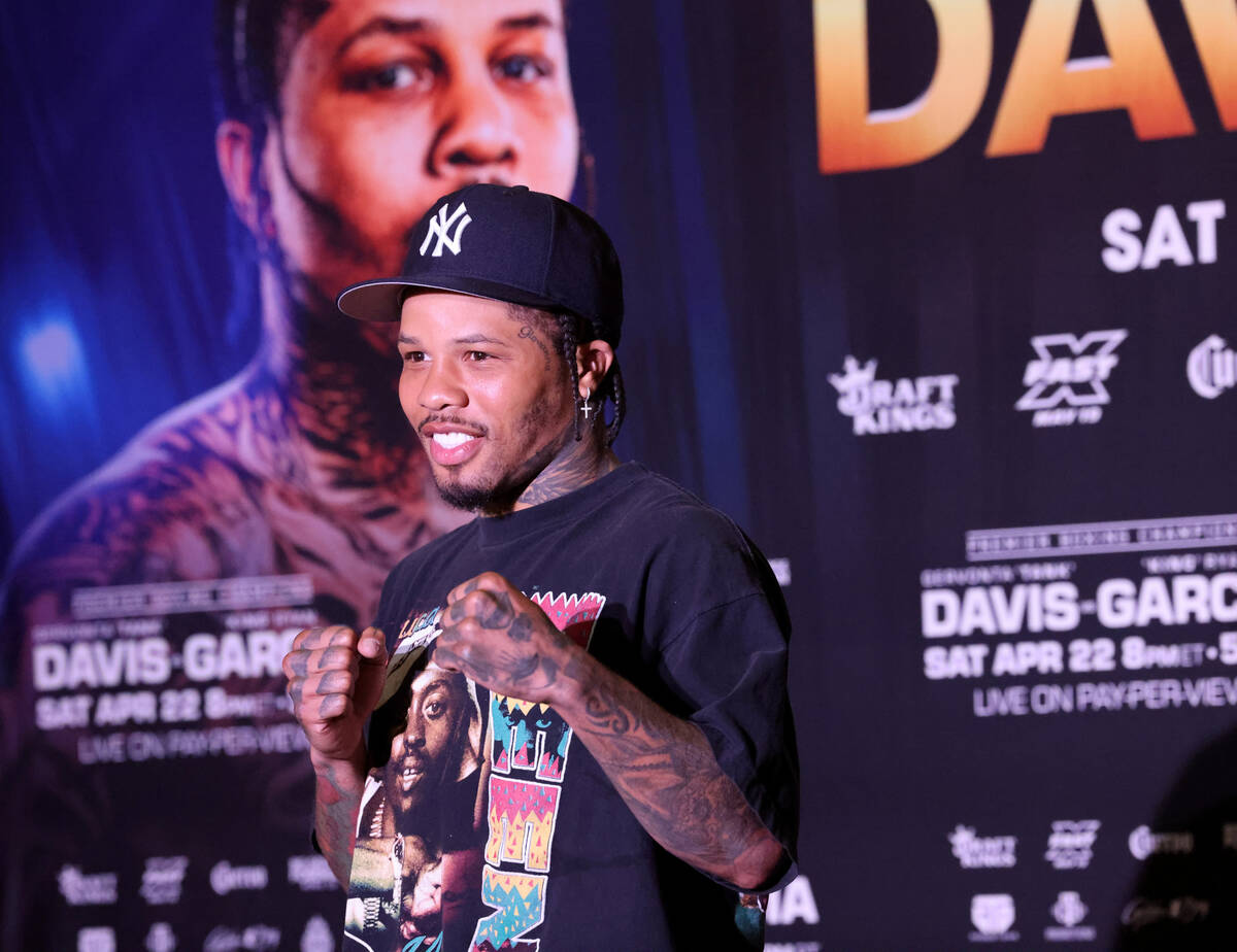 Gervonta Davis poses for the crowd during his grand arrival at MGM Grand Tuesday, April 18, 202 ...