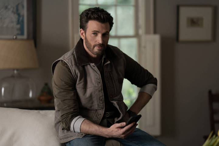 Chris Evans in "Ghosted," premiering April 21, 2023, on Apple TV+. (Frank Masi/Apple TV+)