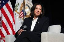 Vice President Kamala Harris takes part in a discussion about abortion and reproductive rights ...