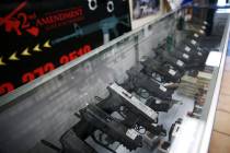 Guns are showcased at 2nd Amendment Gun Shop in Las Vegas, Wednesday, Sept. 4, 2019. (Erik Verd ...