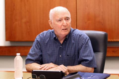 Paul Aizley speaks with the Review-Journal editorial board in 2014. (K.M. Cannon/Las Vegas Revi ...
