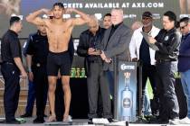 David Morrell Jr. weighs in before his super middleweight bout Saturday at Toshiba Plaza on Fri ...