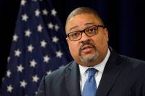 FILE — Manhattan District Attorney Alvin Bragg speaks at a press conference after the ar ...