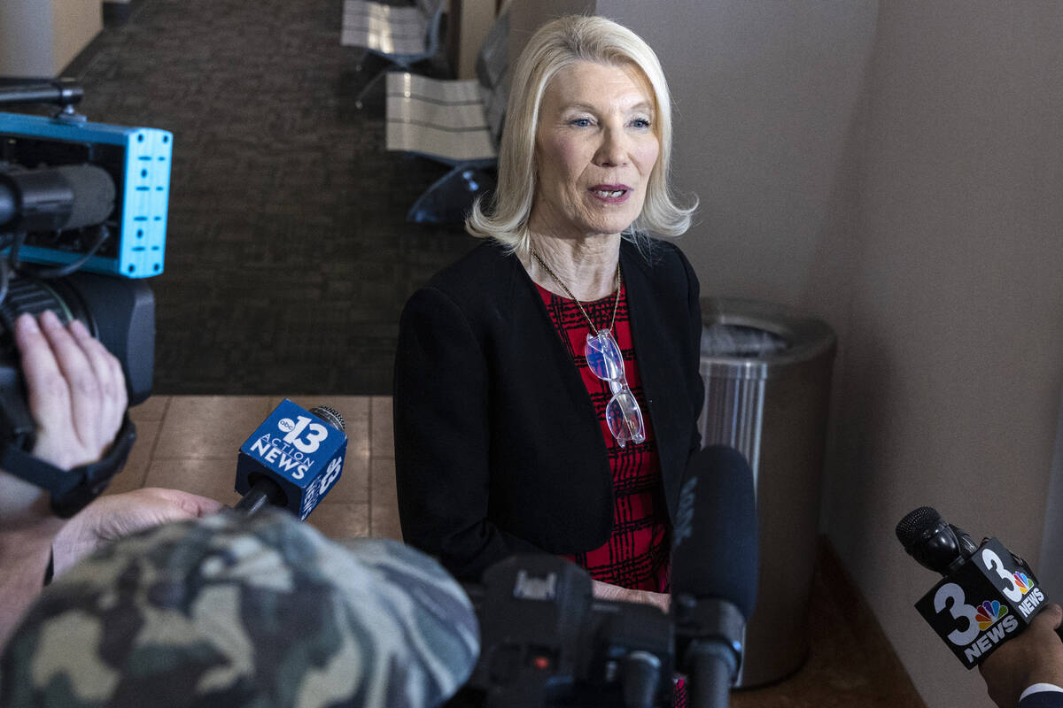 Attorney Alice Denton addresses the media after a hearing at the Regional Justice Center, on Th ...