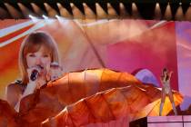 Taylor Swift performs during her Eras tour at Allegiant Stadium, Friday, March 24, 2023, in Las ...