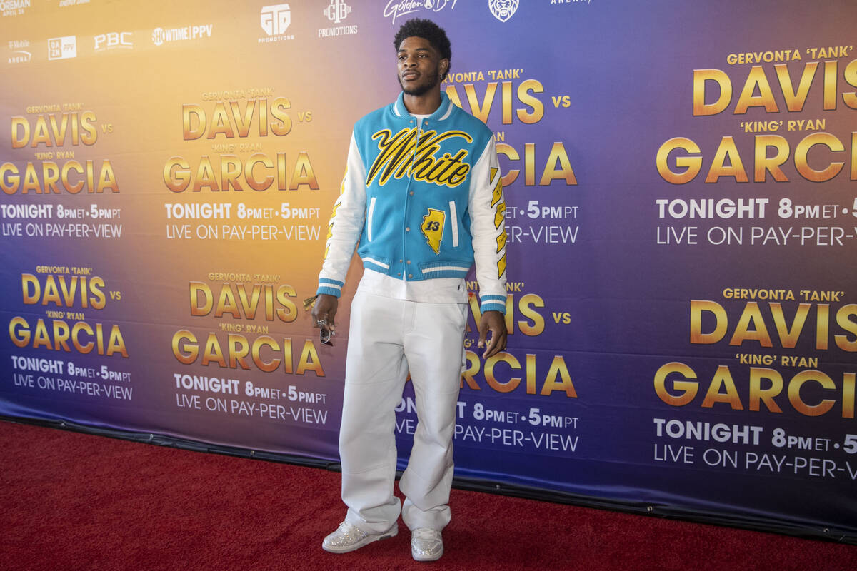 NBA G League Ignite player Scoot Henderson poses on the red carpet prior to the Ryan Garcia-Ger ...