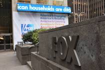 A Fox logo is displayed on the News Corp. building on Jan. 25, 2023, in New York. (Michael M. S ...