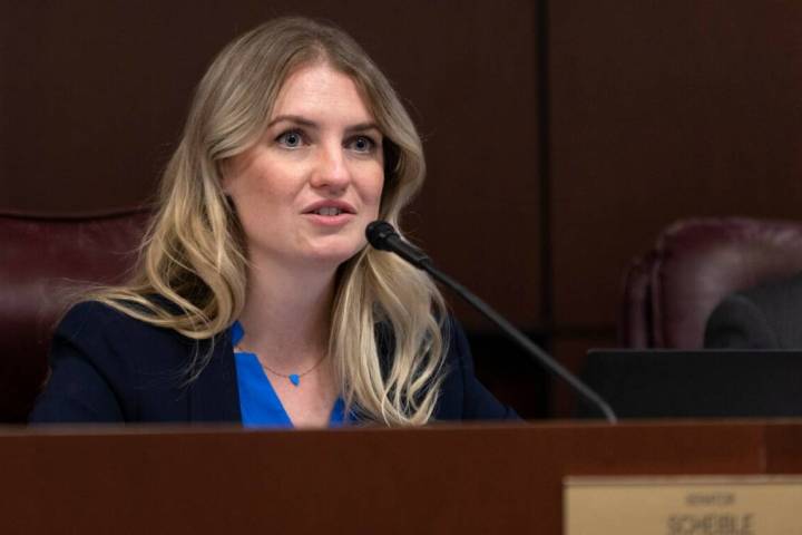 Sen. Melanie Scheible, D-Las Vegas, seen in February 2023 in Carson City. (Ellen Schmidt/Las Ve ...