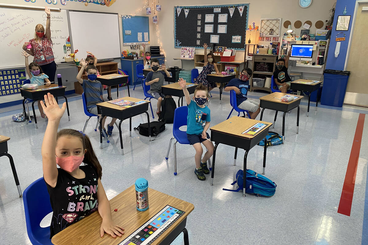 Students participate in class on Aug. 12, 2020, at the Adelson Educational Campus in Las Vegas. ...
