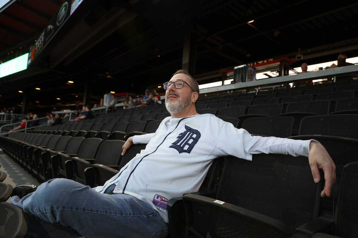 Aviators fan Jeff Evtushek waits for the start of a game against the Tacoma Rainiers Tuesday, A ...