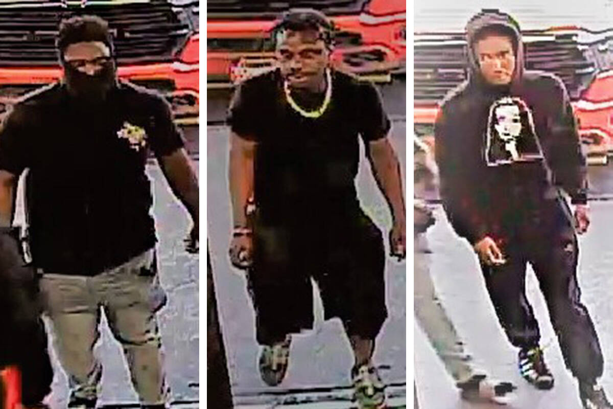 Police are seeking three men in connection with two robberies that occurred Sunday, April 23, 2 ...