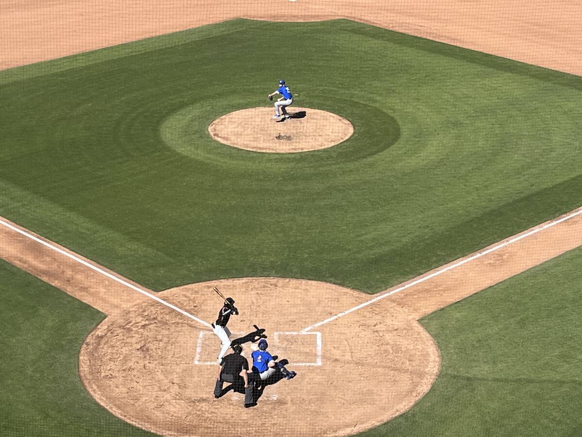 Bishop Gorman pitcher Kamdyn Perry delivers a pitch during the Gael's 4-2 win over Faith Luther ...