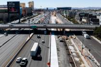 The Harmon Avenue bridge over Interstate 15 is seen on March 17, 2023, in Las Vegas as construc ...