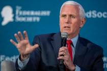 Former Vice President Mike Pence speaks at the Federalist Society Executive Branch Review confe ...