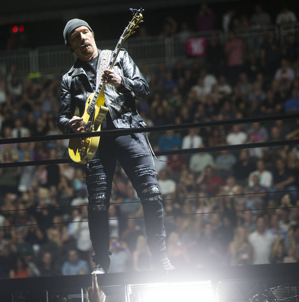 The Edge of U2 performs at T-Mobile Arena in Las Vegas on Friday, May 11, 2018. Chase Stevens L ...