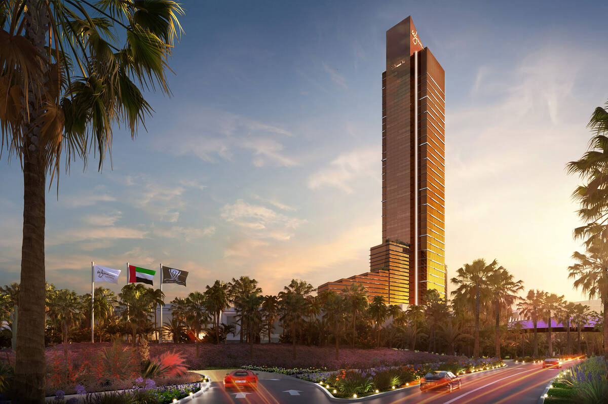 A 1,000-foot tower is a part of Wynn Resorts Ltd.'s $3.9 billion Wynn Al Marjan Island at the R ...