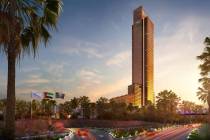 A 1,000-foot tower is a part of Wynn Resorts Ltd.'s $3.9 billion Wynn Al Marjan Island at the R ...