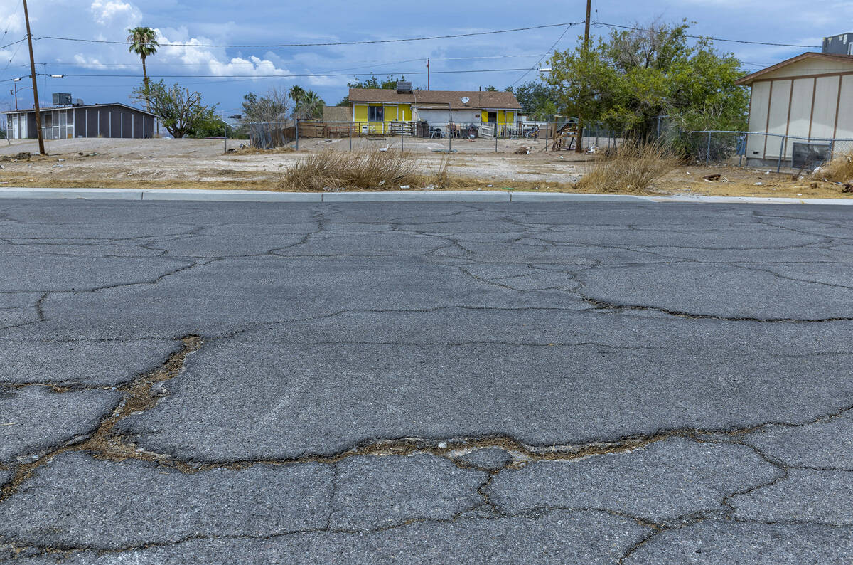The roads are all cracked as this one off of North Andrew Circle within the Windsor Park subdiv ...
