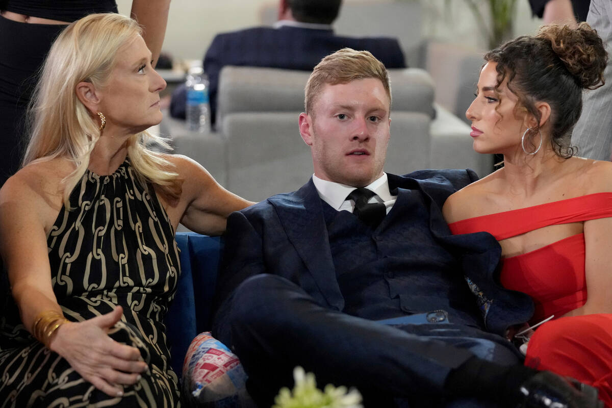 Kentucky quarterback Will Levis waits in the Green Room with family at the 2023 NFL Draft, Thur ...