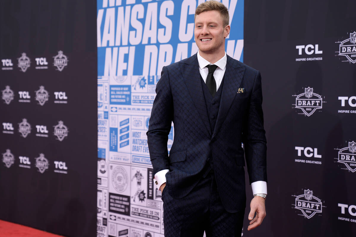 Kentucky quarterback Will Levis arrives on the red carpet before the first round of the NFL foo ...