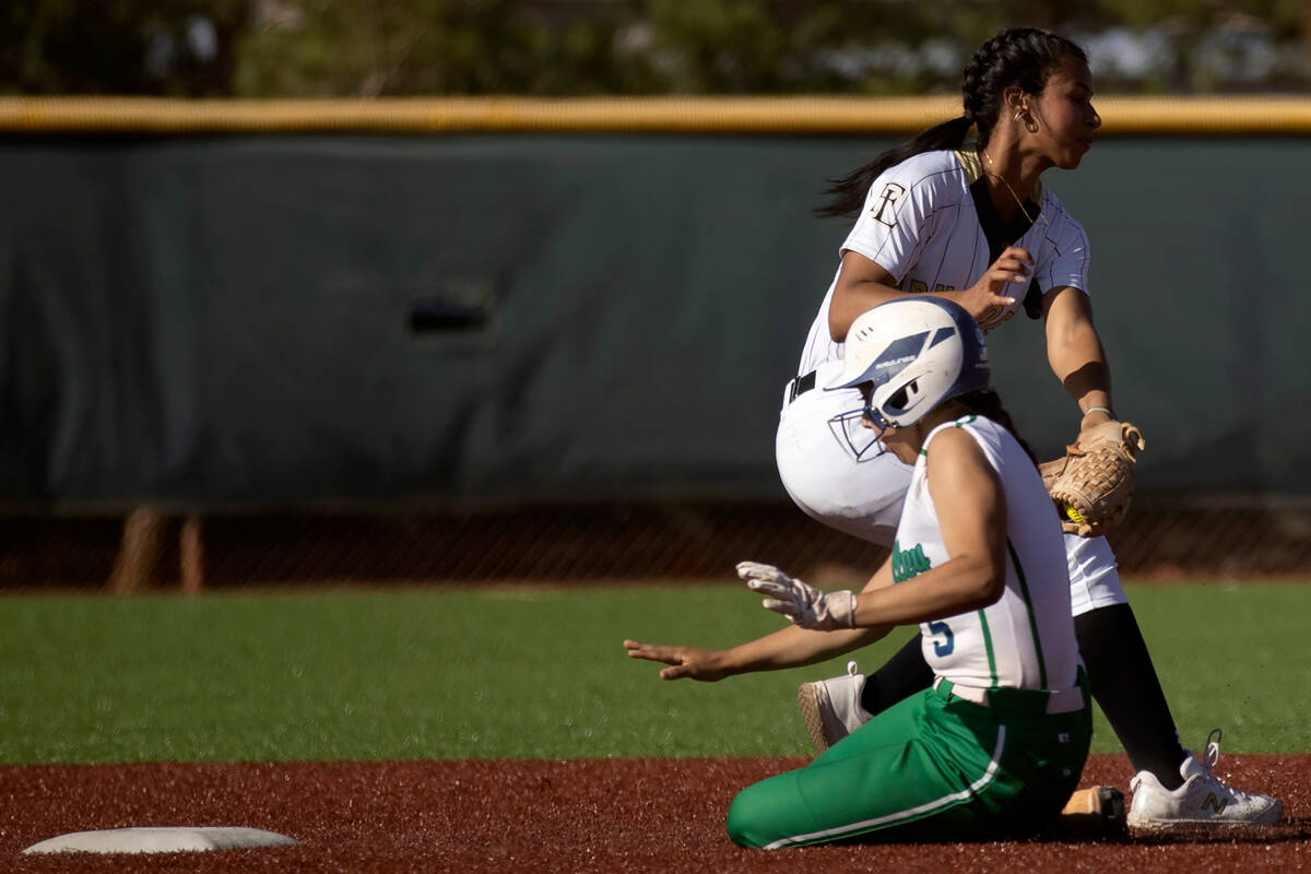 Faith Lutheran’s Amya Zacarias tags Green Valley’s Destany Jauregui out at second ...