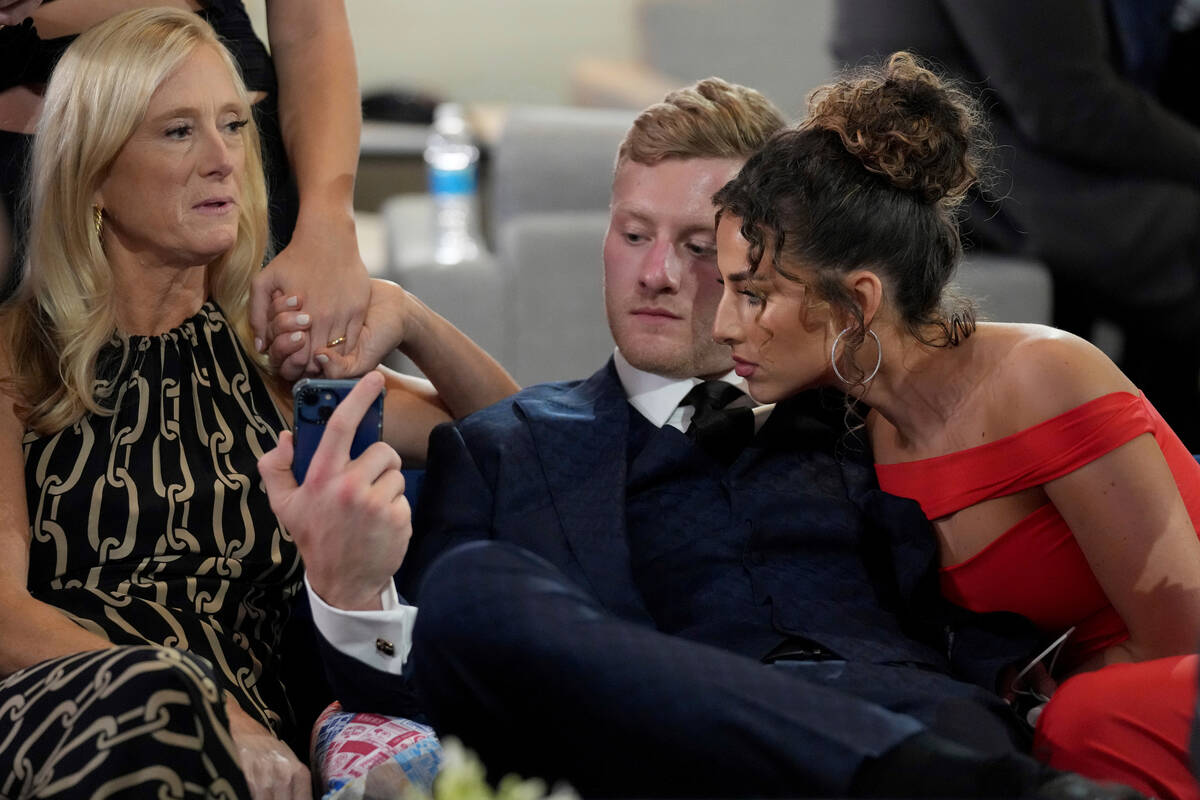 Kentucky quarterback Will Levis waits in the green room with family at the 2023 NFL Draft, Thur ...
