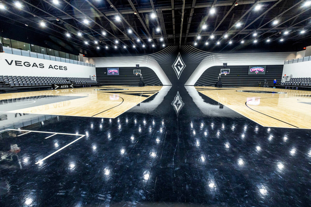 Several basketball courts as the Aces give a tour of their new practice facility within their h ...