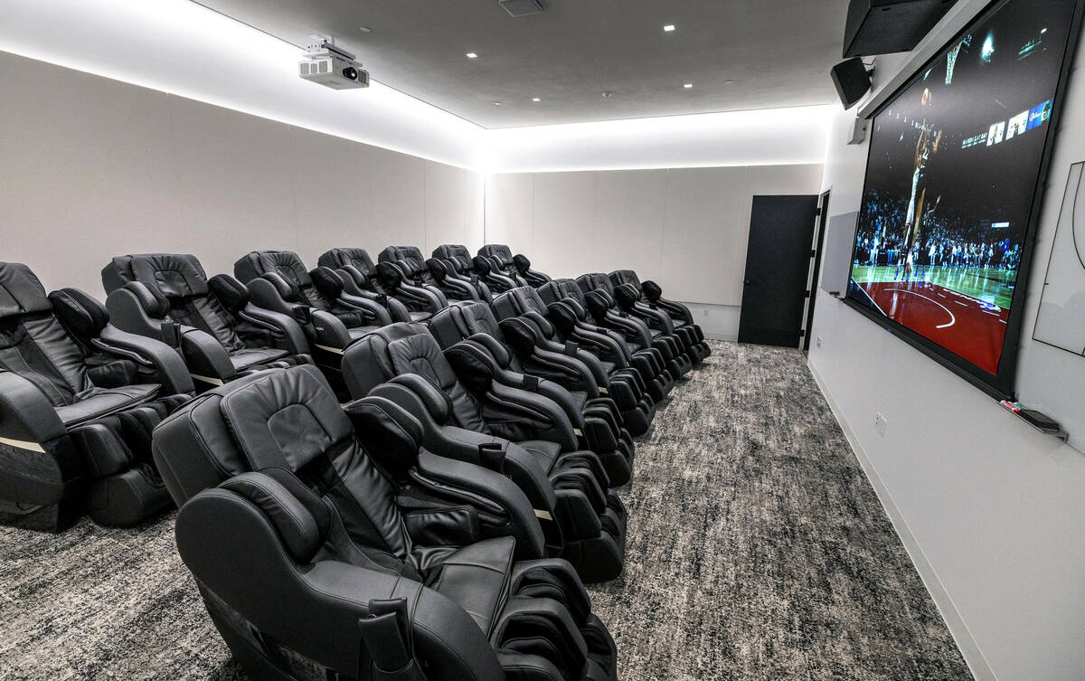 The film room complete with massage chairs as the Aces give a tour of their new practice facili ...