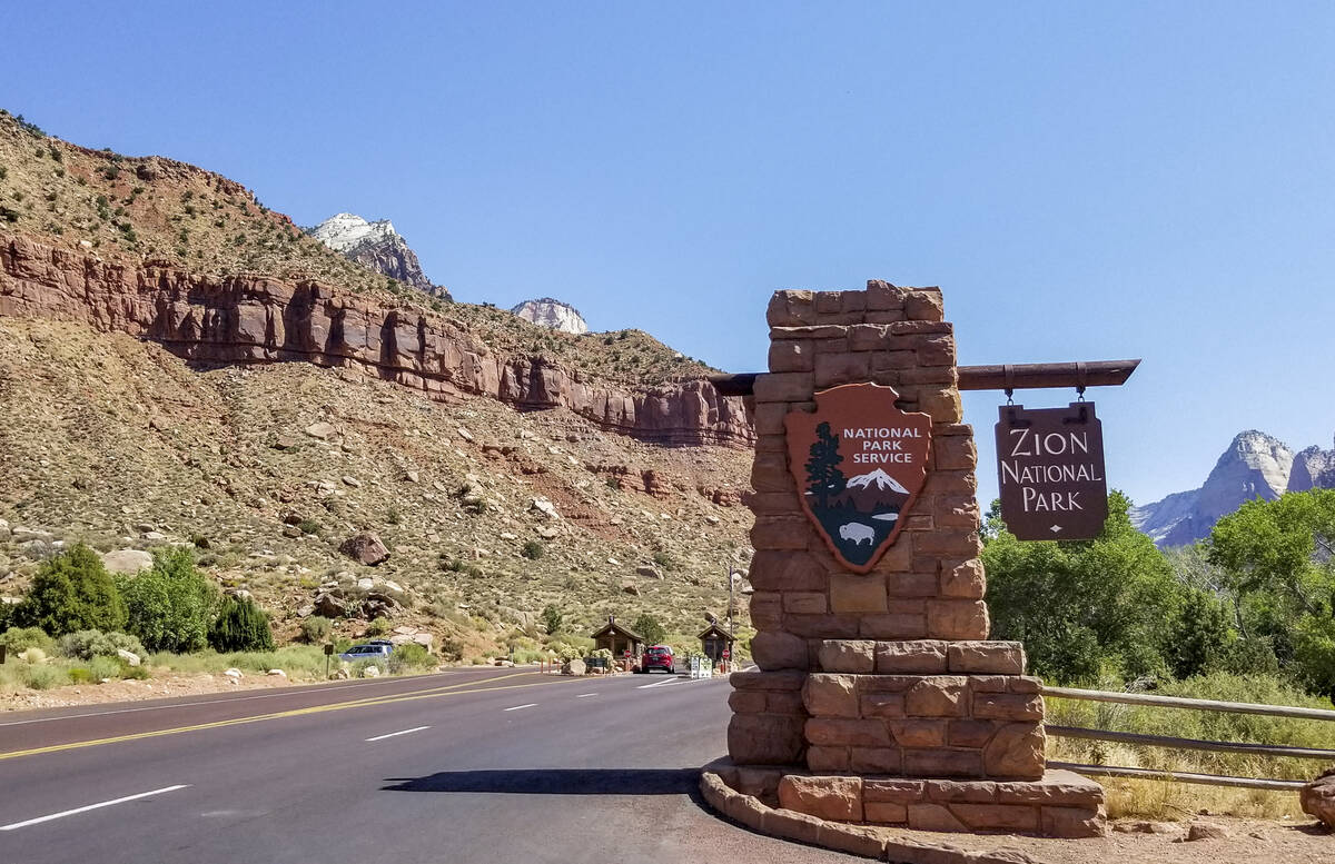 Zion National Park entrance in Utah on Friday, July 14, 2017. (Las Vegas Review-Journal)