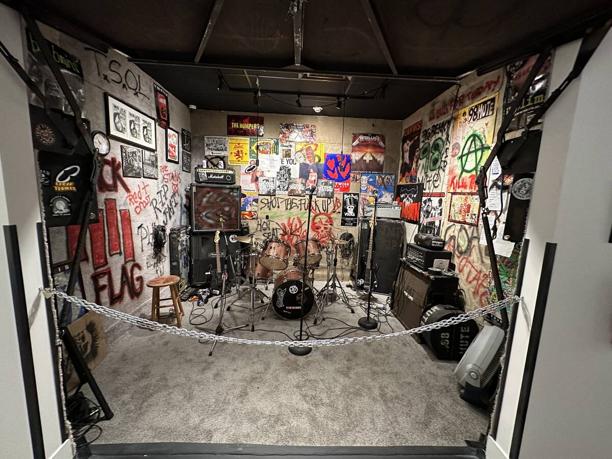 A recreation of Pennywise's garage rehearsal space is shown at the Punk Rock Museum at 1422 Wes ...