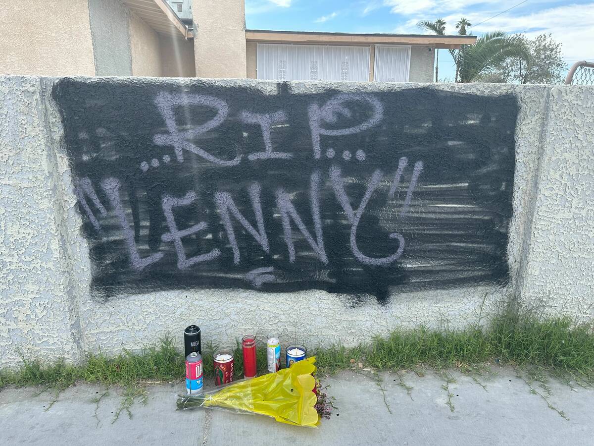 The words "RIP LENNY" were spray painted over a previous message that said "RIP LENS" near wher ...