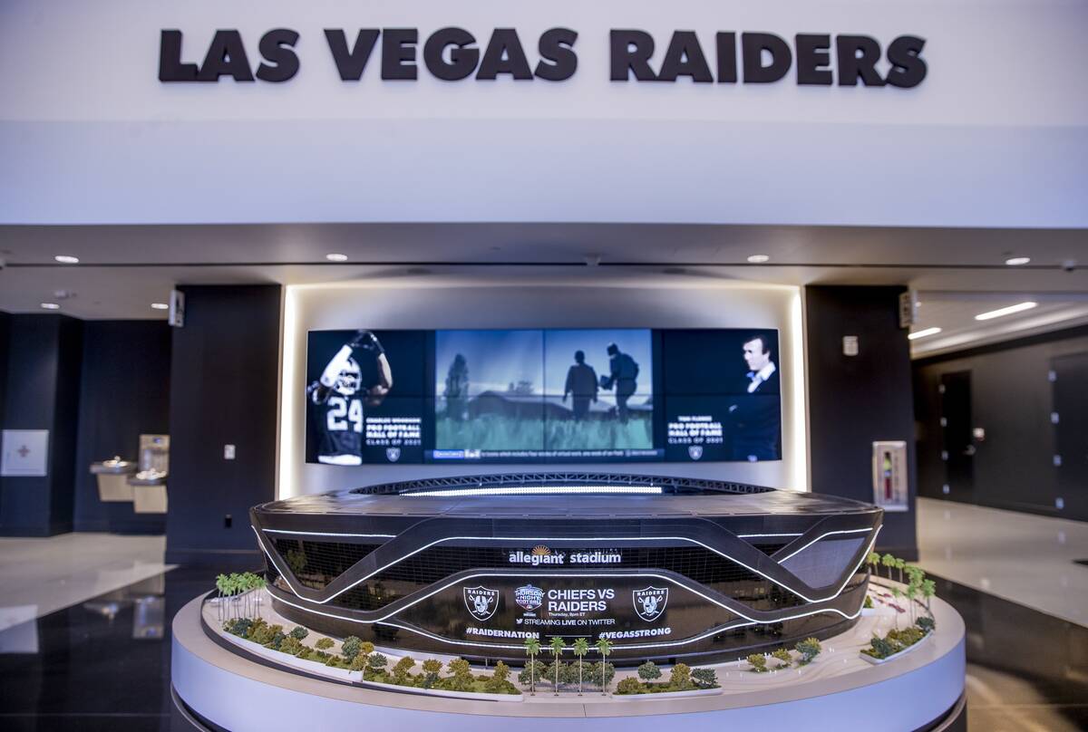 The front lobby of the Intermountain Healthcare Performance Center and Raiders headquarters fea ...