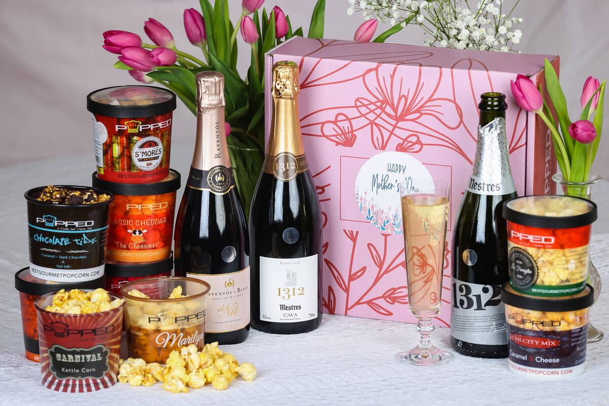 A Mother's Day box set from KellySOMM pairs Spanish cava sparkling wine with Popped gourmet fla ...