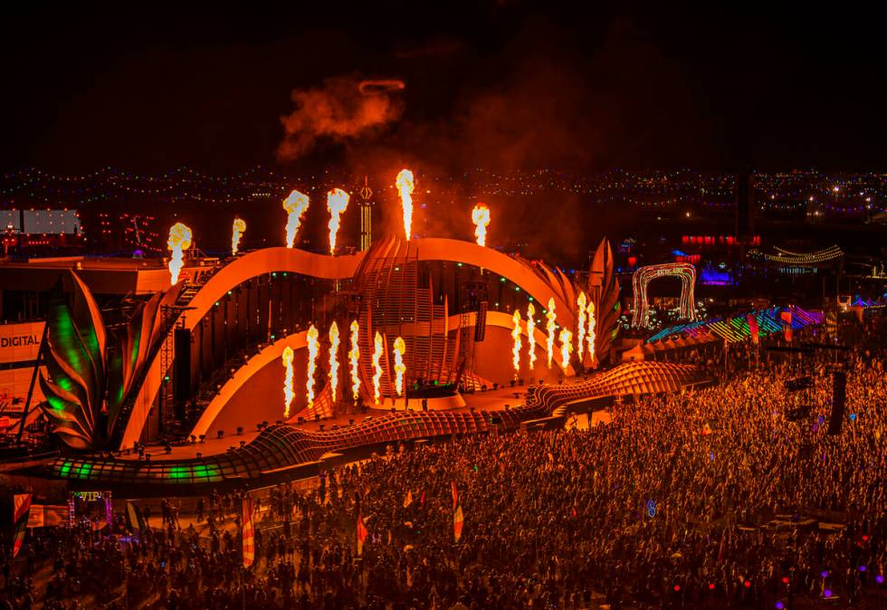 The festival grounds are packed on day three of Electric Daisy Carnival on Monday, May 23, 2022 ...