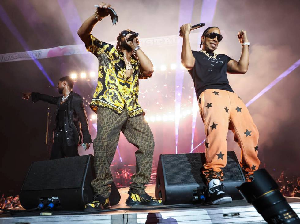 Lil Jon, left, and Ludacris perform during the Lovers & Friends music festival on Saturday, May ...