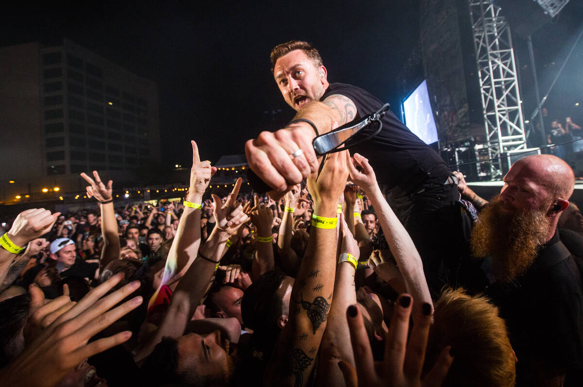 Tim McIlrath of Rise Against performs during the first day of the Punk Rock Bowling music festi ...
