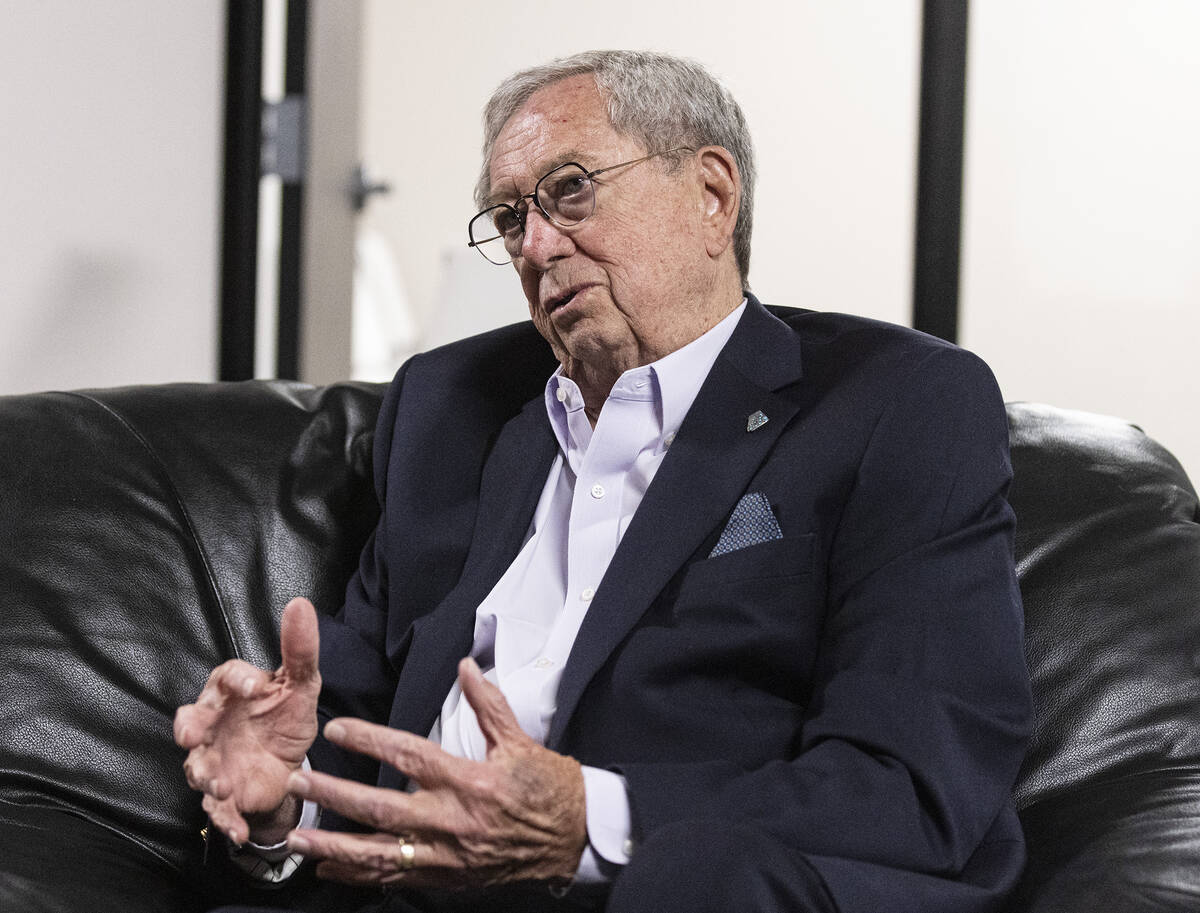 Former Gov. Robert List, a partner with SupraCut Systems International, speaks during an interv ...