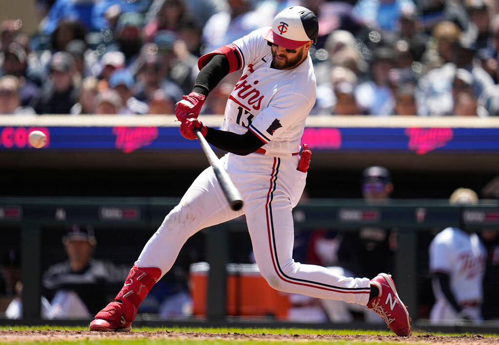 Minnesota Twins' Joey Gallo hits a two-run home run against the New York Yankees during the six ...