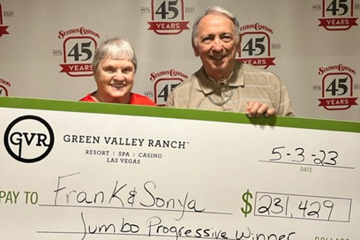 Frank M., shown with his wife, Sonya, won a $231,429 jackpot after achieving a coverall in 51 c ...