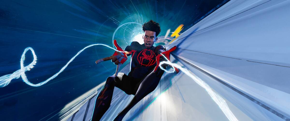 Spider-Man/Miles Morales (Shameik Moore) appears in a scene from "Spider-Man: Across the Spider ...