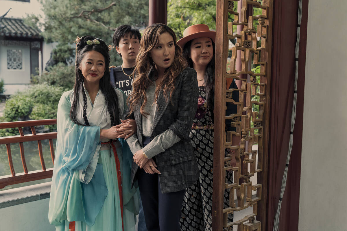 Stephanie Hsu as Kat, Sabrina Wu as Deadeye, Ashley Park as Audrey, and Sherry Cola as Lolo in ...