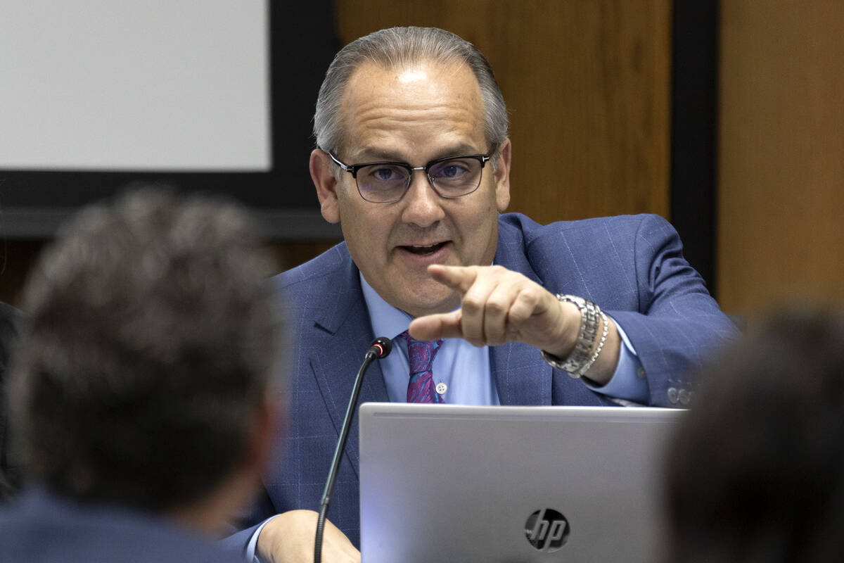Clark County School District Superintendent Jesus Jara during a board of trustees meeting at th ...