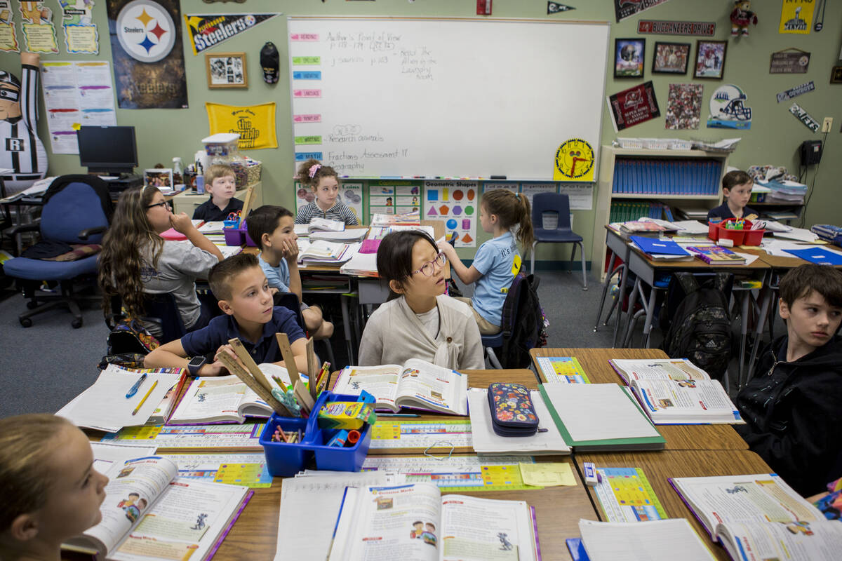 Students in Mary Frazier's third grade classroom learn how to correctly use quotation marks at ...