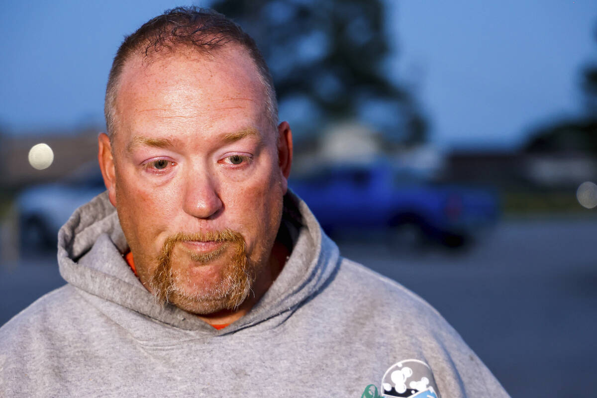 Nathan Brewer, the father of Brittany Brewer who was found dead, speaks after a vigil in Henrye ...